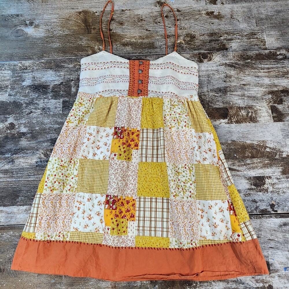 Y2K Patchwork Babydoll Dress Small Cottage Fairy Hippie Festival Peasant Boho
